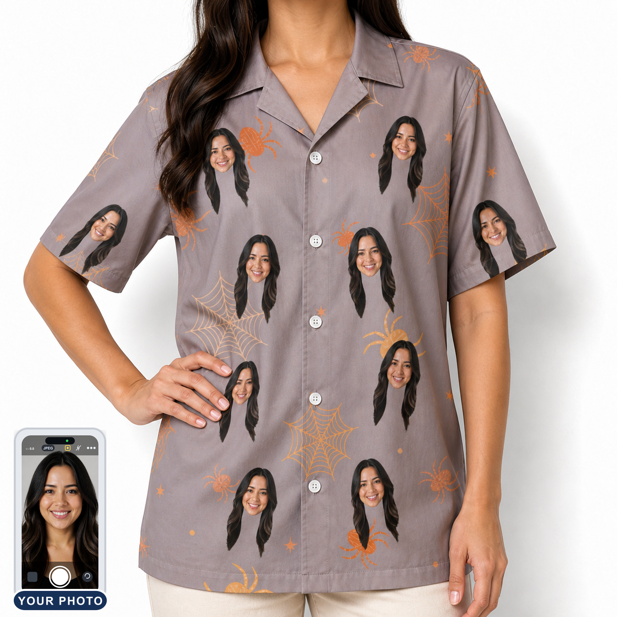 Women's Haunted Lattice Custom Face Hawaiian Shirt