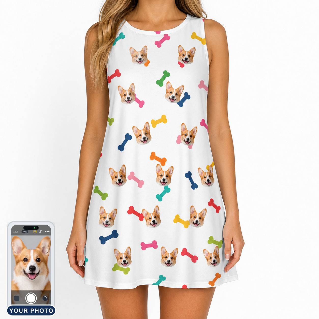 Women's Gnawvana Grove Custom Dog Face Tank Dress