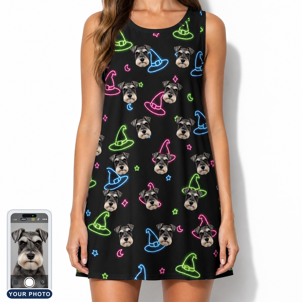 Women's Moonlit Millinery Custom Dog Face Tank Dress