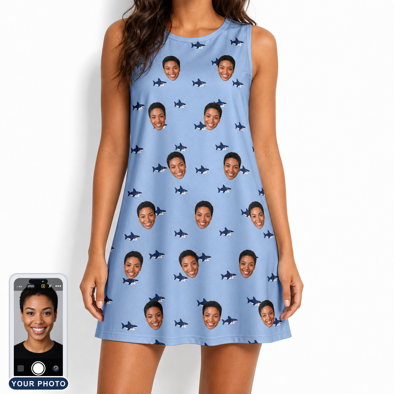 Women's Fin Flickers Custom Face Tank Dress