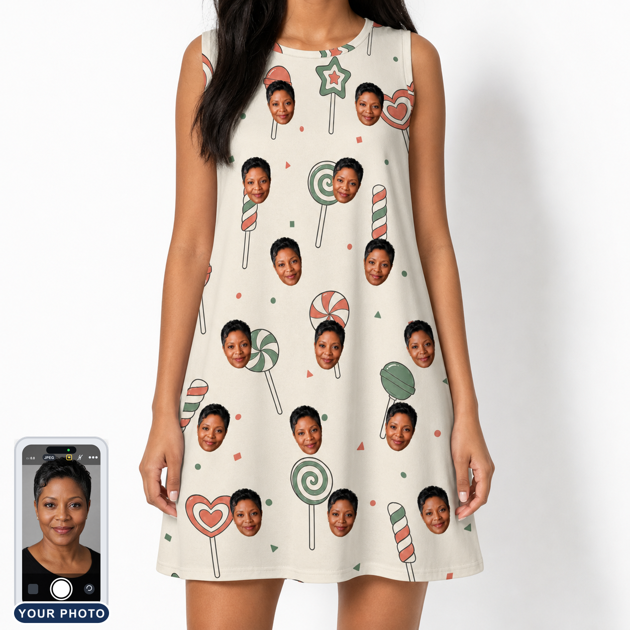 Women's Candy Constellation Custom Face Tank Dress