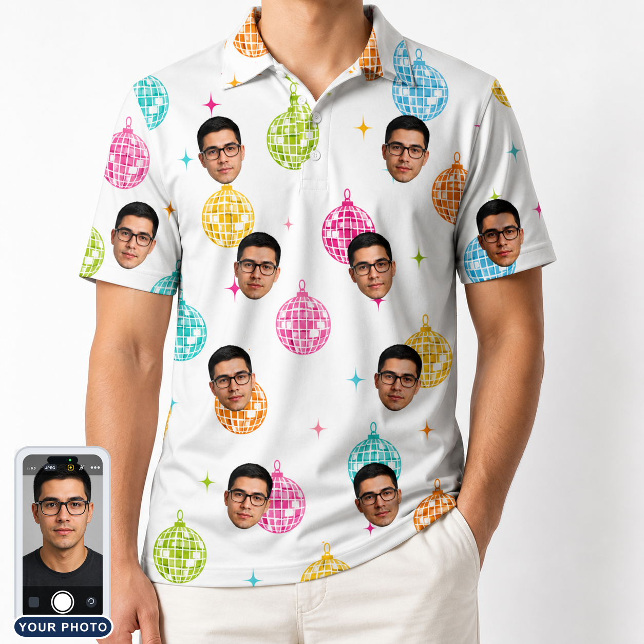 Men's Disco Darling Custom Face Polo Shirt
