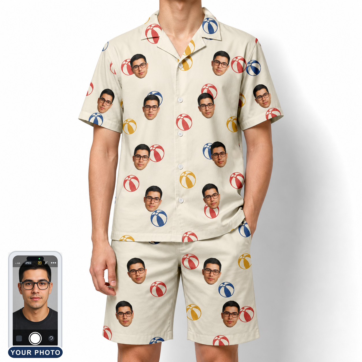 Men's Sandy Sidekicks Custom Face Shirt & Shorts Set