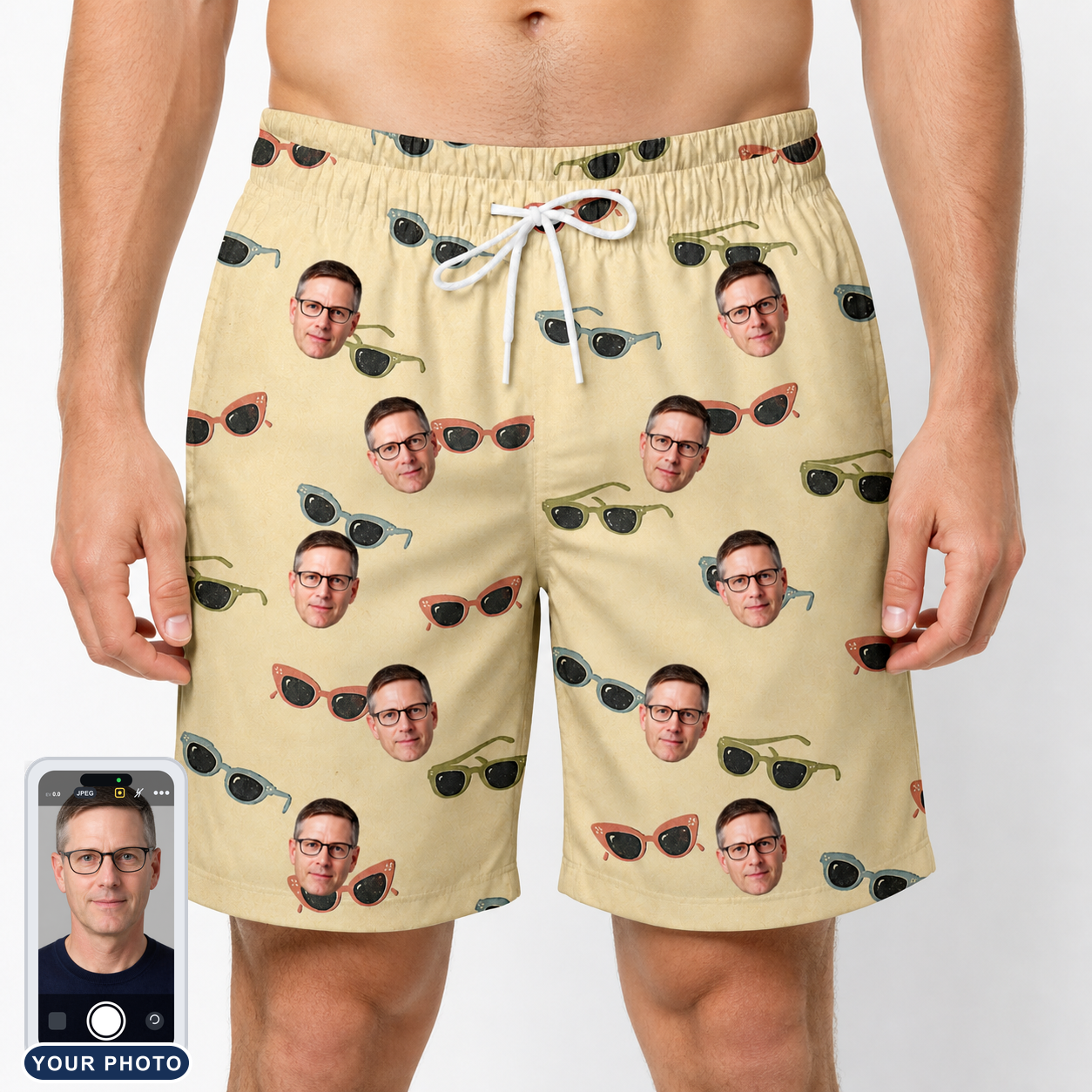 Men's Veil Vibes Custom Face Beach Shorts
