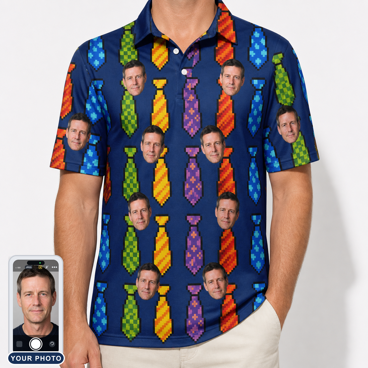 Men's Necktie Nostalgia Custom Face Polo Shirt