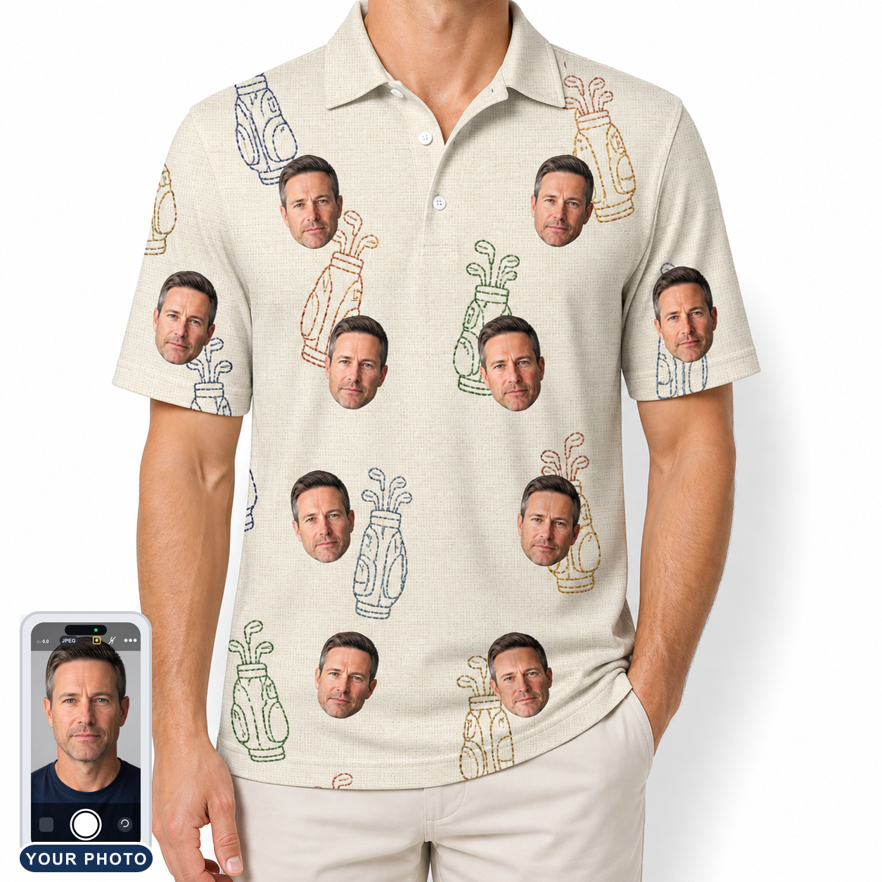 Men's Links Luggage Custom Face Polo Shirt