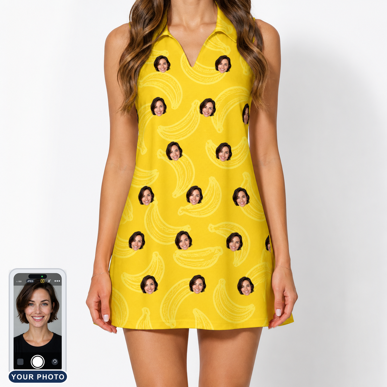 Women's Cavendish Capers Custom Face V-Neck Dress