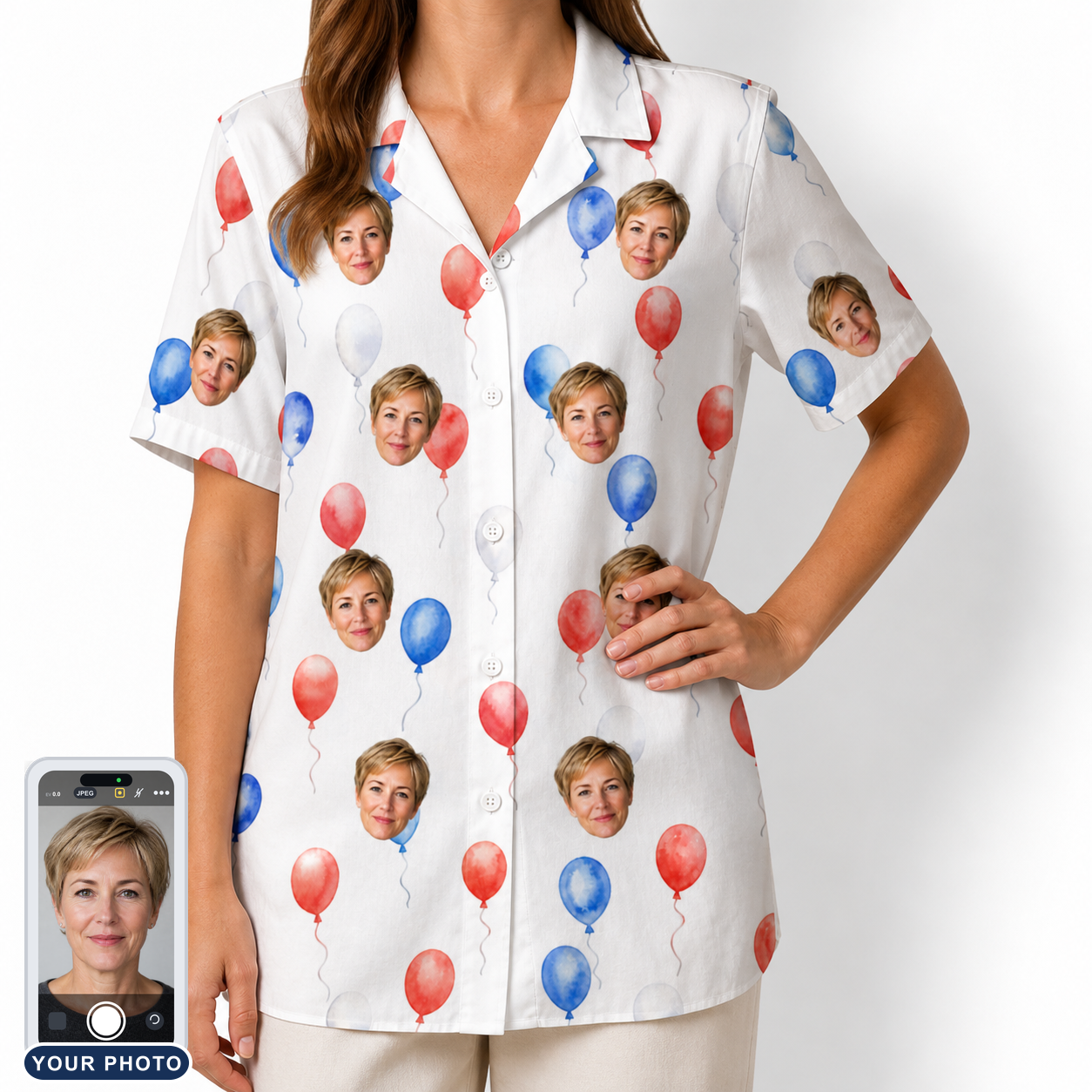 Women's Rocket Ribbons Custom Face Hawaiian Shirt