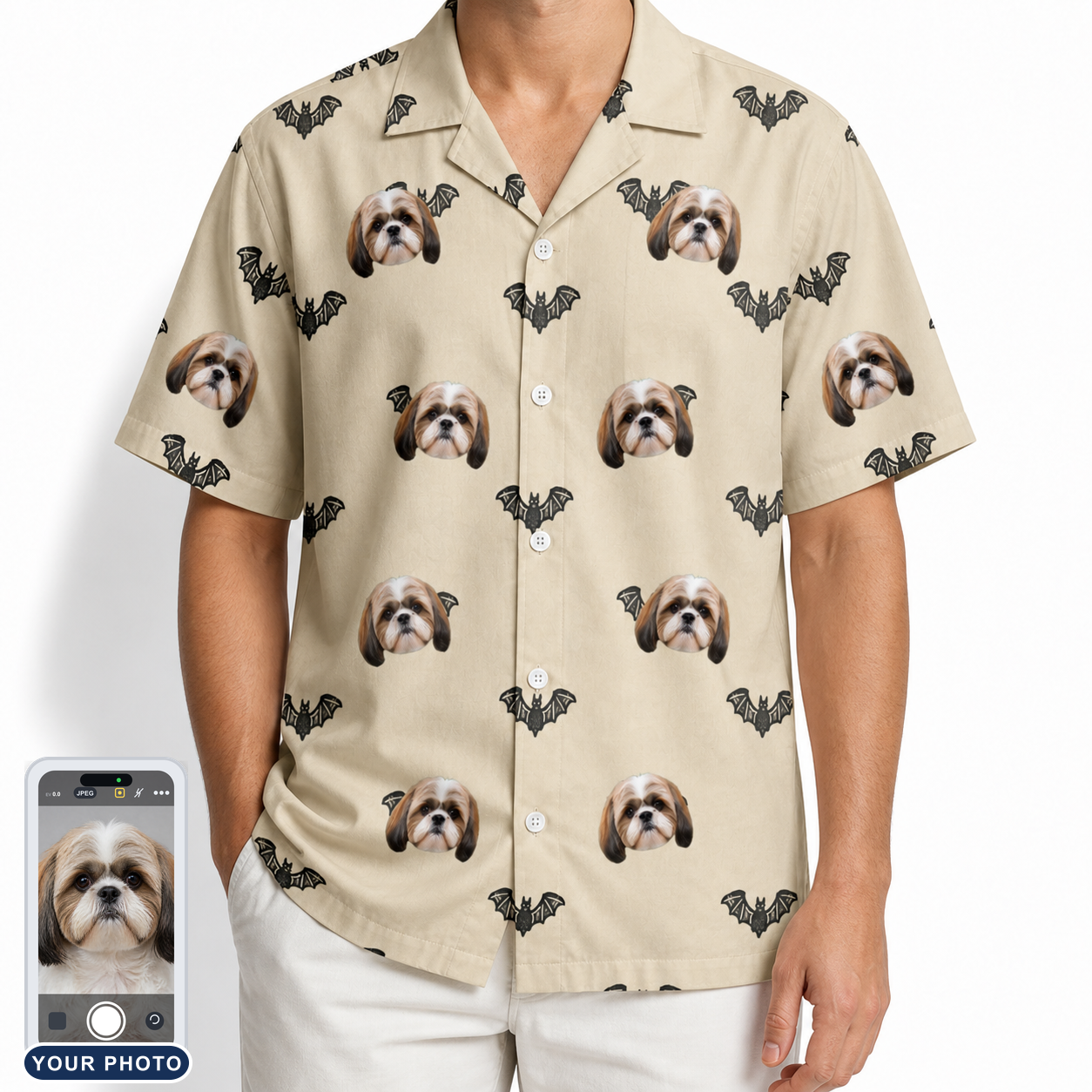 Men's Winged Whispers Custom Dog Face Hawaiian Shirt
