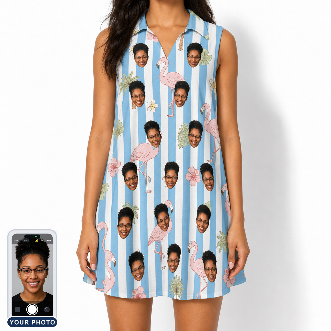 Women's Cerise Sashay Custom Face V-Neck Dress