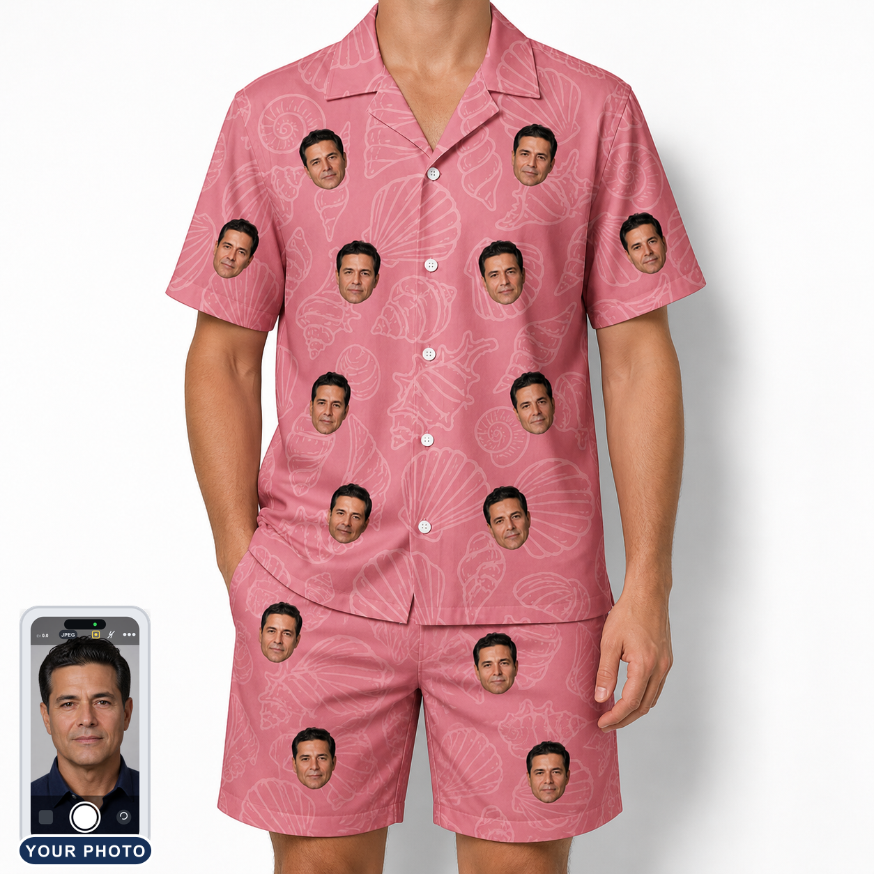 Men's Tidal Trinkets Custom Face Shirt & Shorts Set