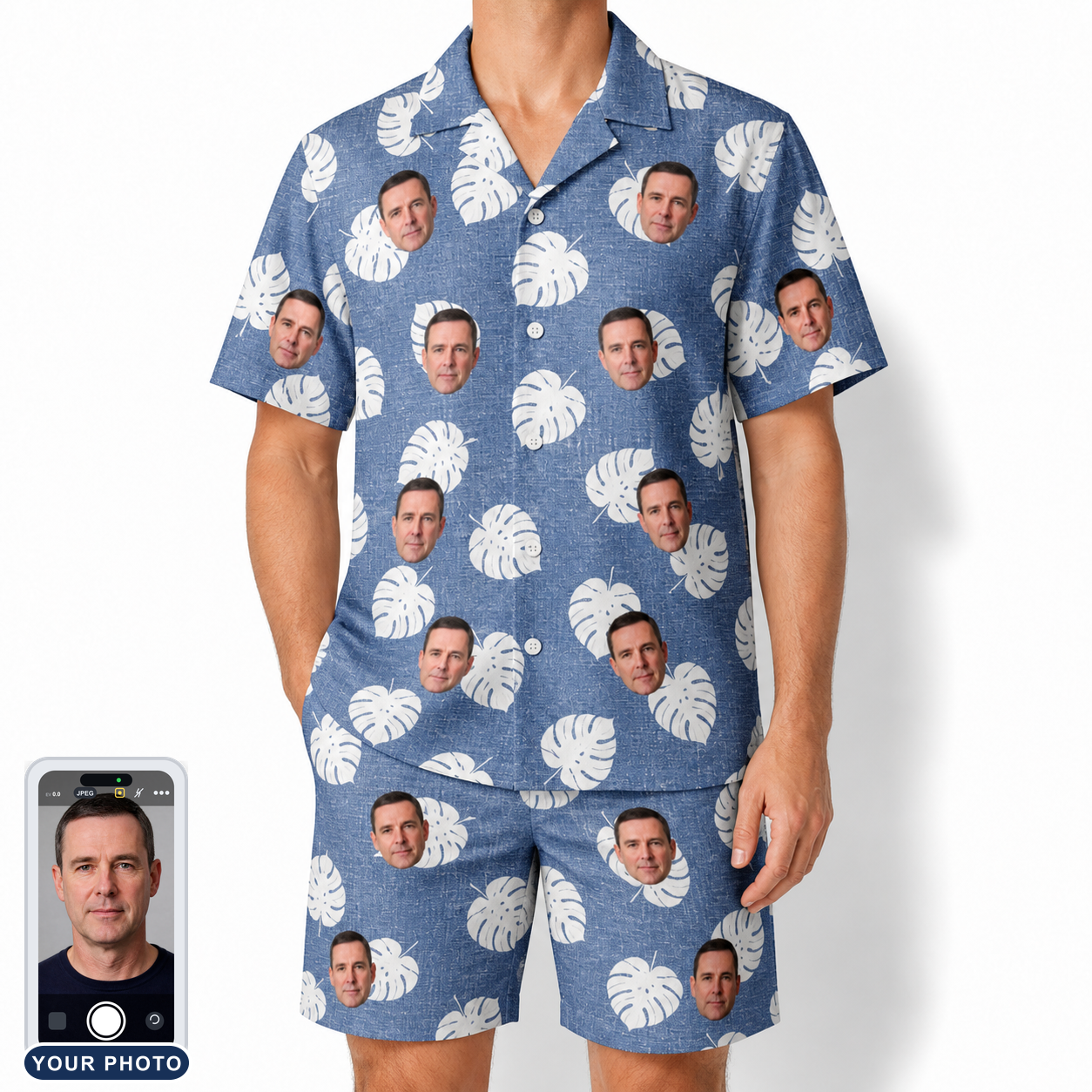 Men's Split Personality Custom Face Shirt & Shorts Set