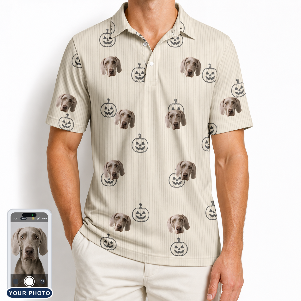 Men's Cucurbit Chuckles Custom Dog Face Polo Shirt
