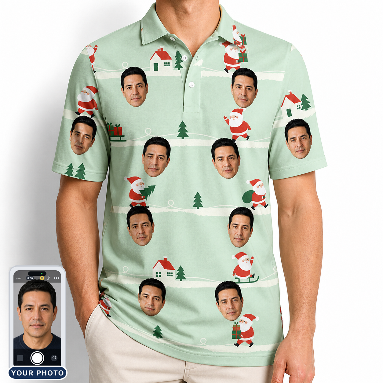 Men's Claus Carnival Custom Face Polo Shirt