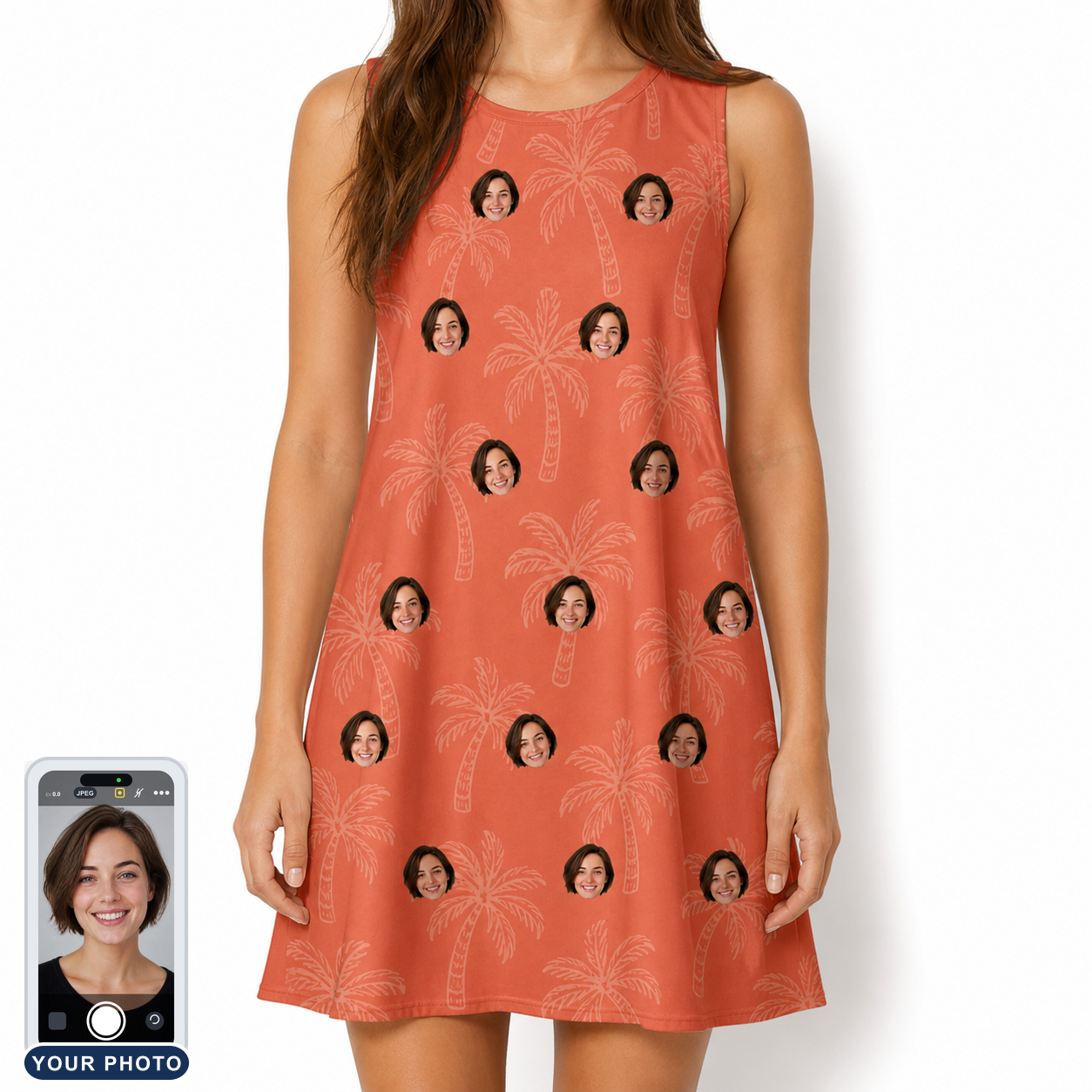 Women's Tiki Treetops Custom Face Tank Dress