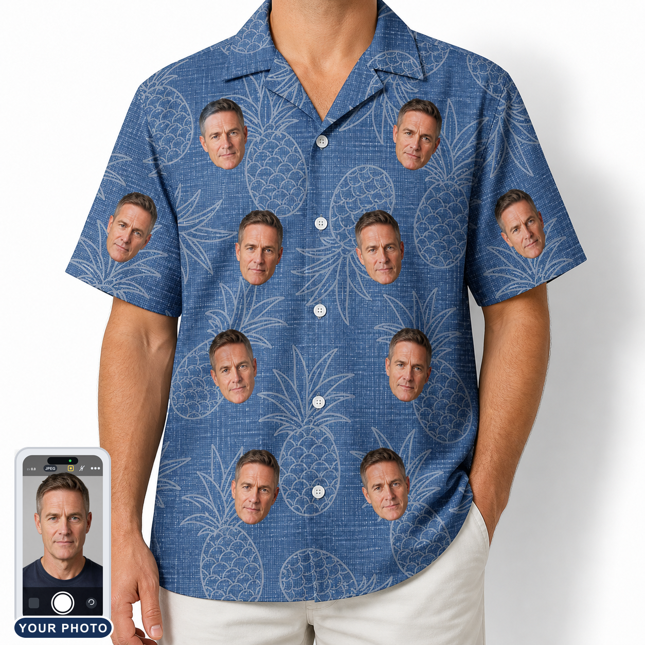 Men's Golden Gush Custom Face Hawaiian Shirt