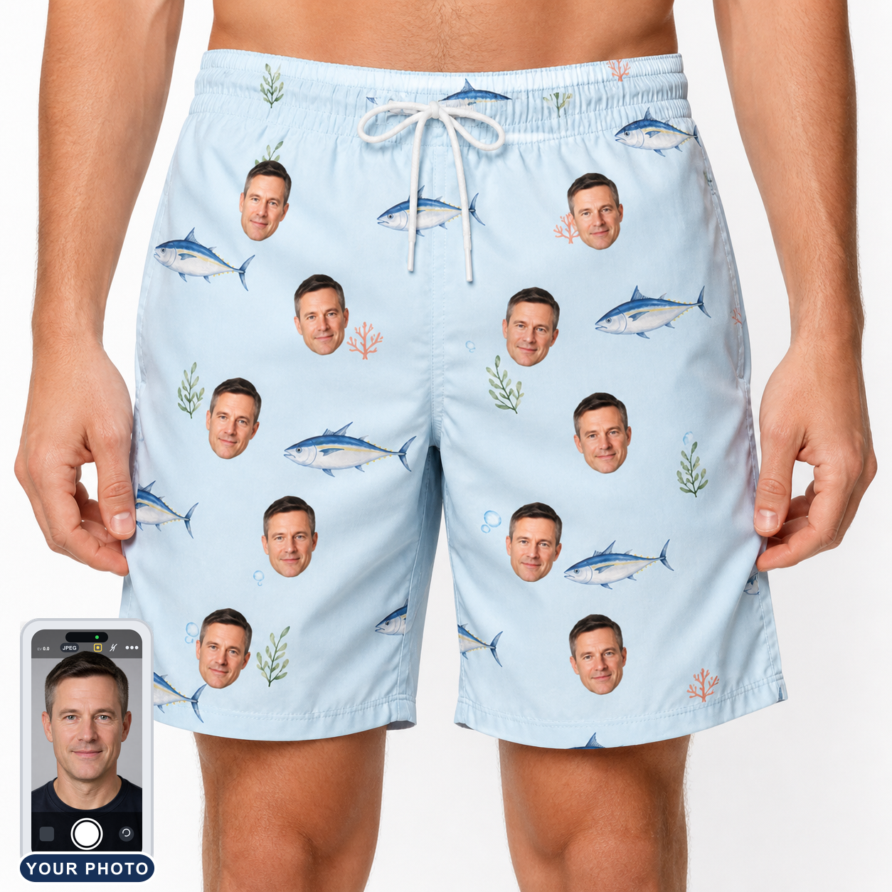Men's Pelagic Prowess Custom Face Beach Shorts
