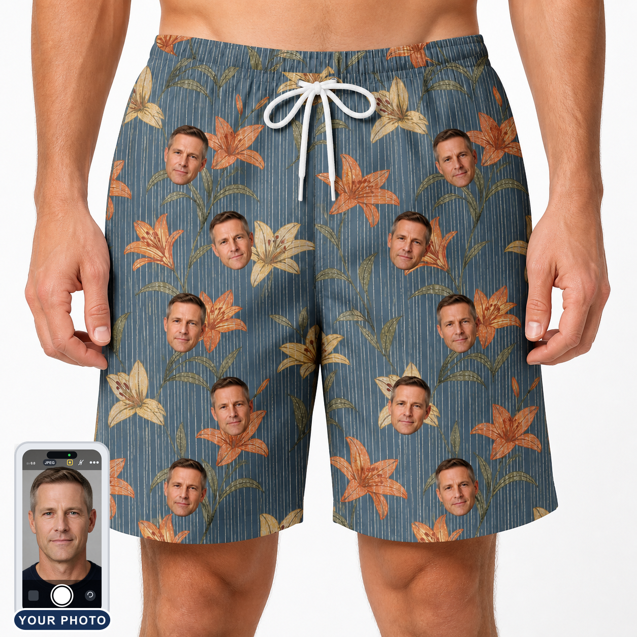 Men's Lily Limelight Custom Face Beach Shorts
