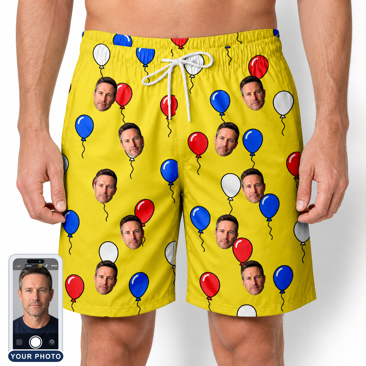 Men's Crimson Cloudburst Custom Face Beach Shorts