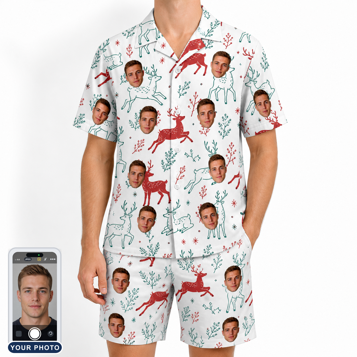 Men's Prancer Pranks Custom Face Shirt & Shorts Set