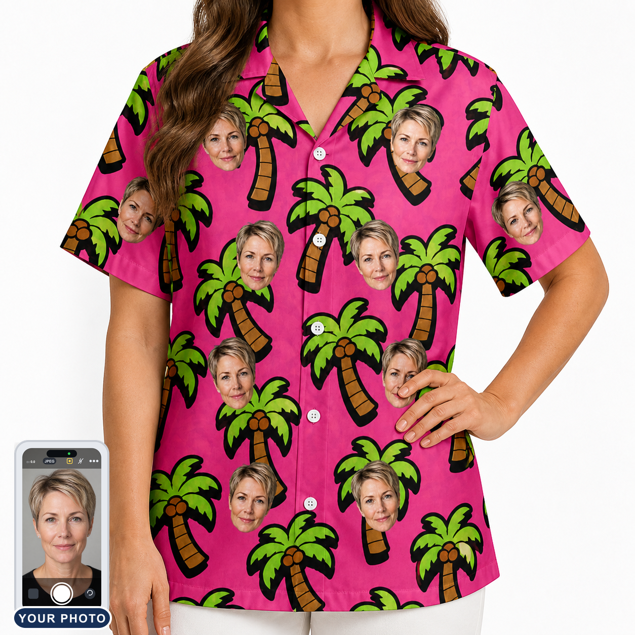 Women's Sunset Plumeria Custom Face Hawaiian Shirt