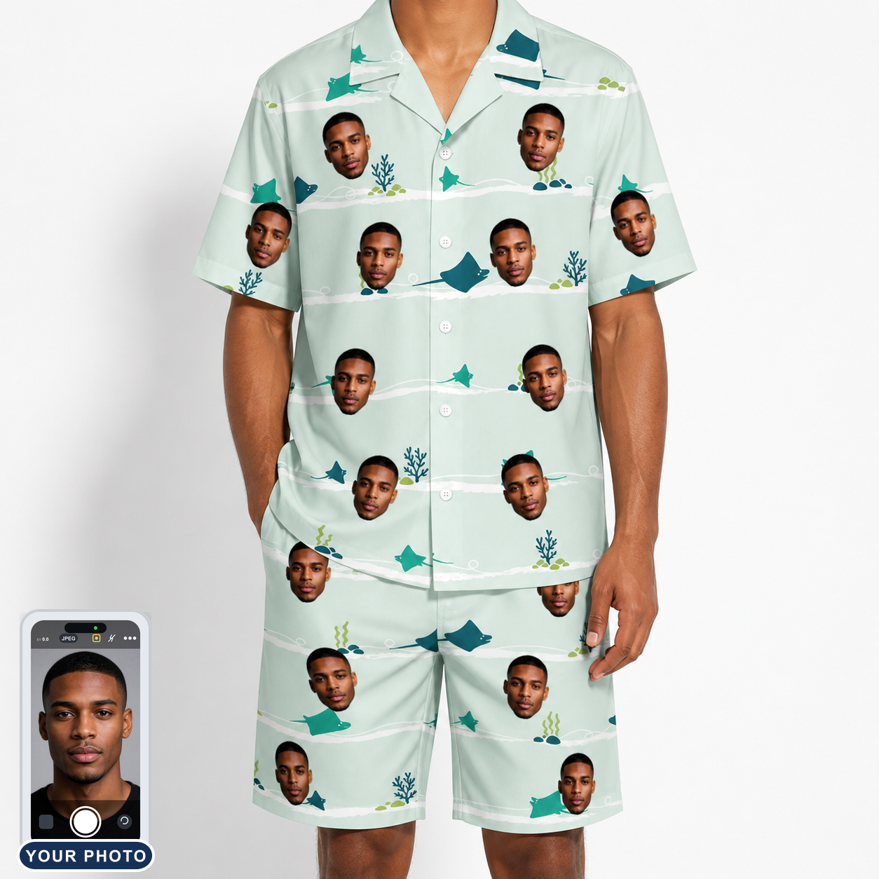 Men's Manta Motion Custom Face Shirt & Shorts Set