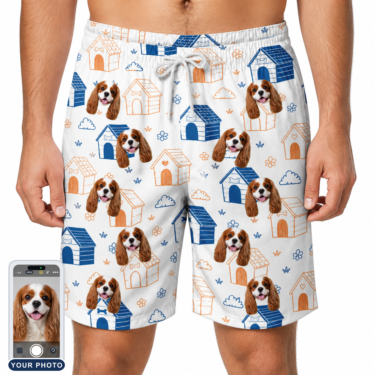 Men's Yap Yurts Custom Dog Face Beach Shorts