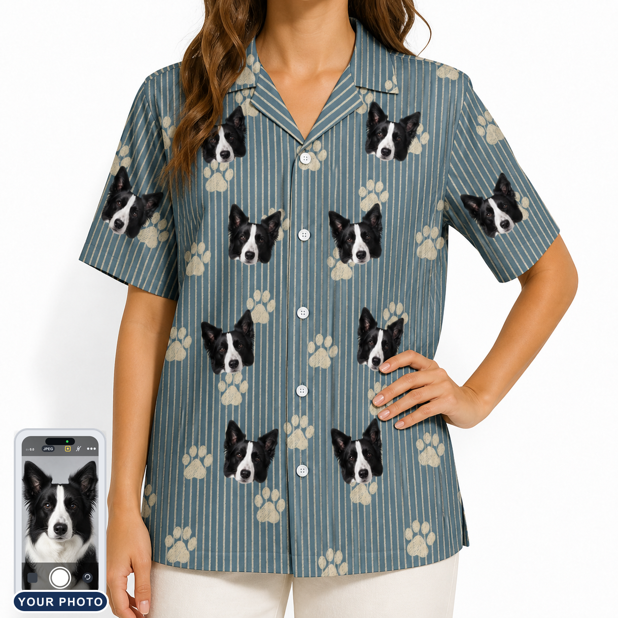 Women's Muzzle Marks Custom Dog Face Hawaiian Shirt
