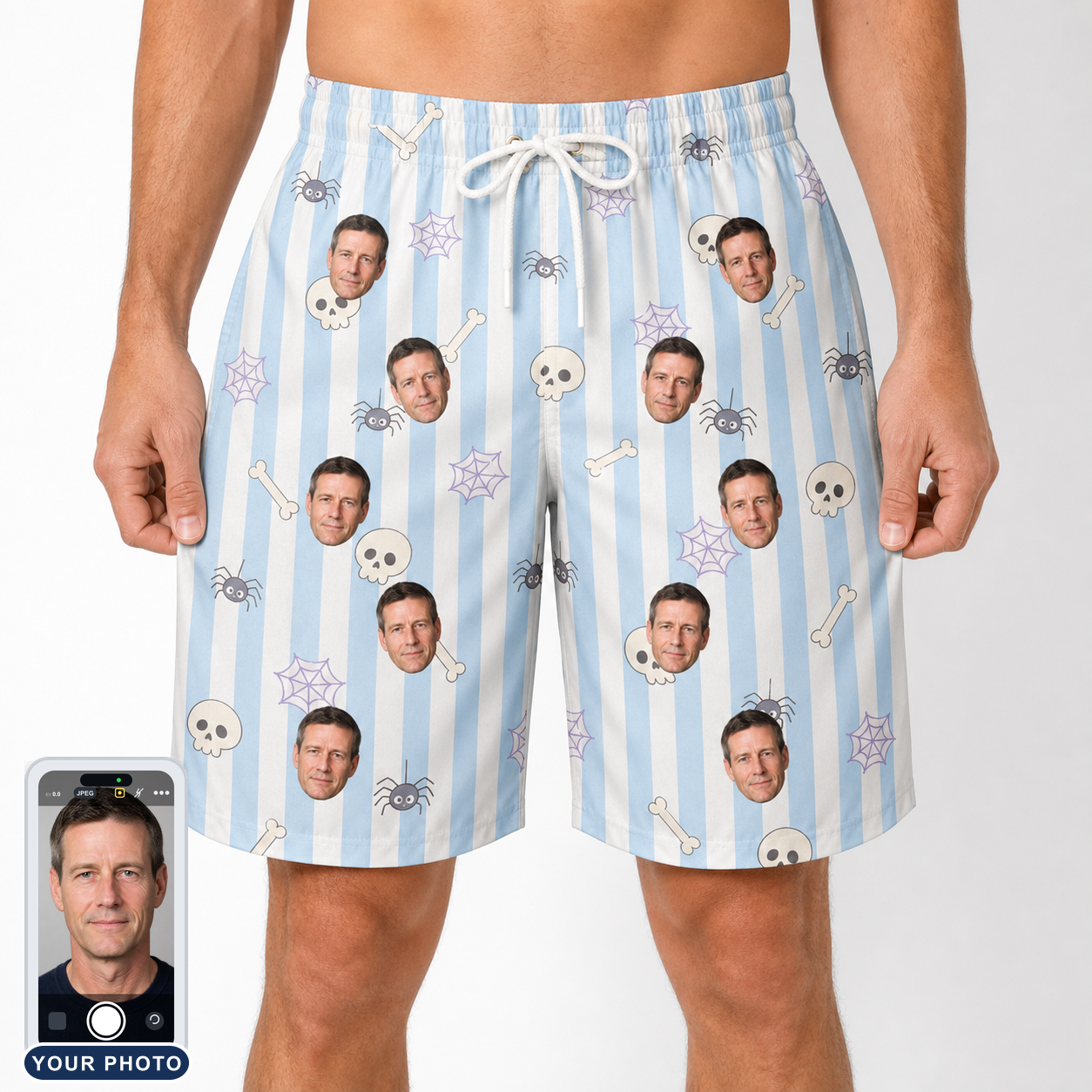 Men's Graveyard Giggles Custom Face Beach Shorts