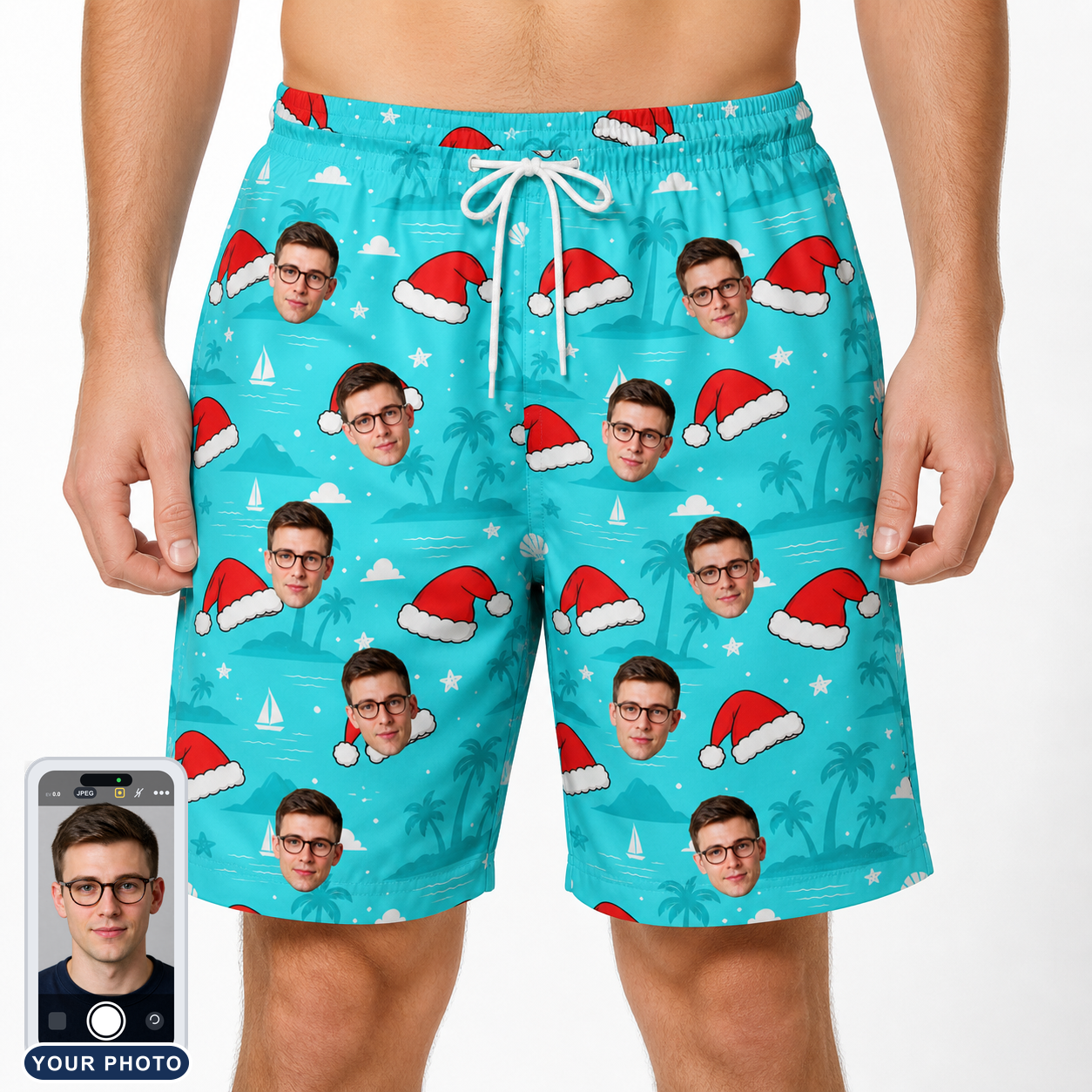 Men's Redcap Revelry Custom Face Beach Shorts