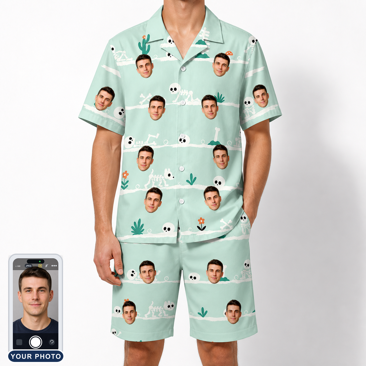 Men's Phantom Phalanges Custom Face Shirt & Shorts Set
