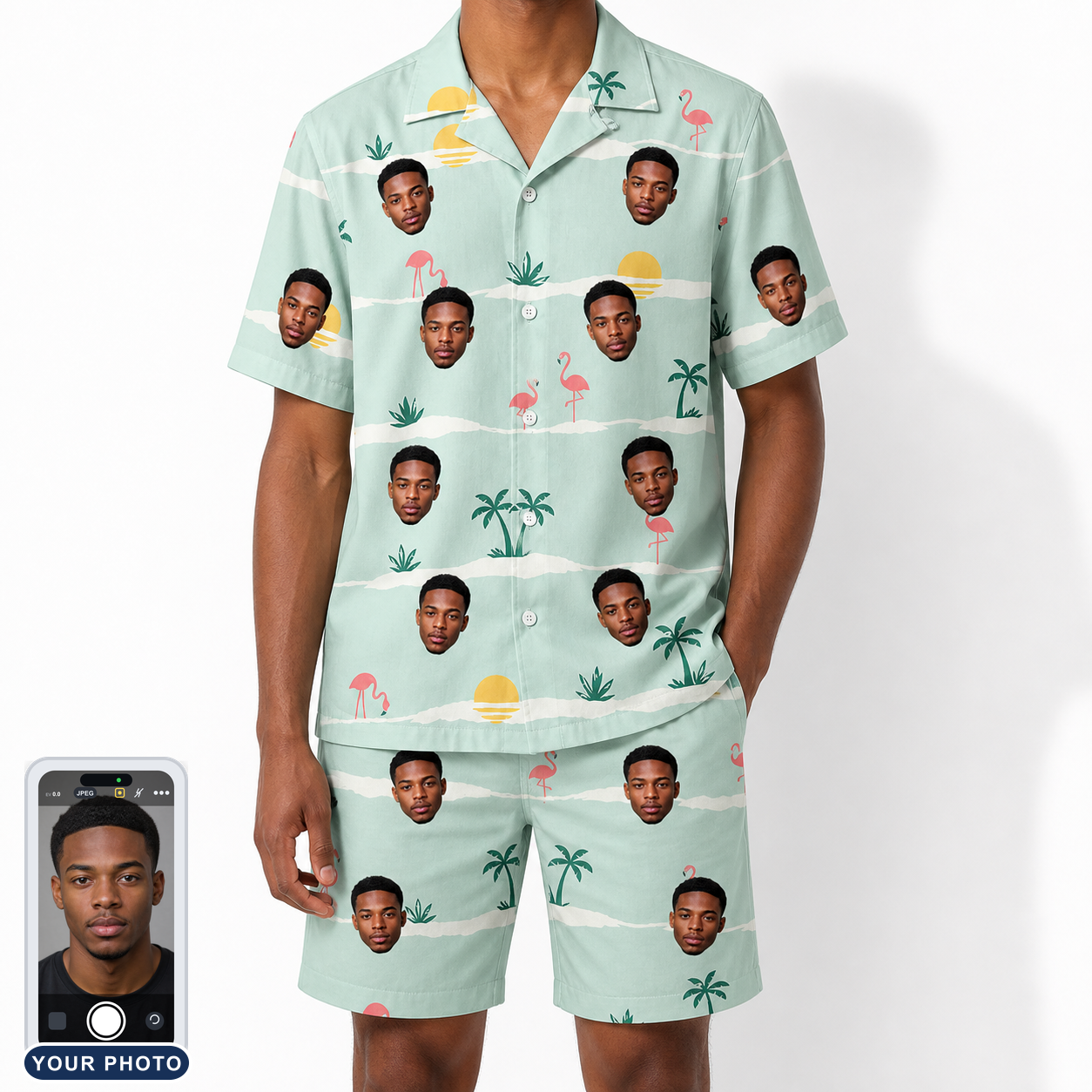 Men's Roseate Runners Custom Face Shirt & Shorts Set