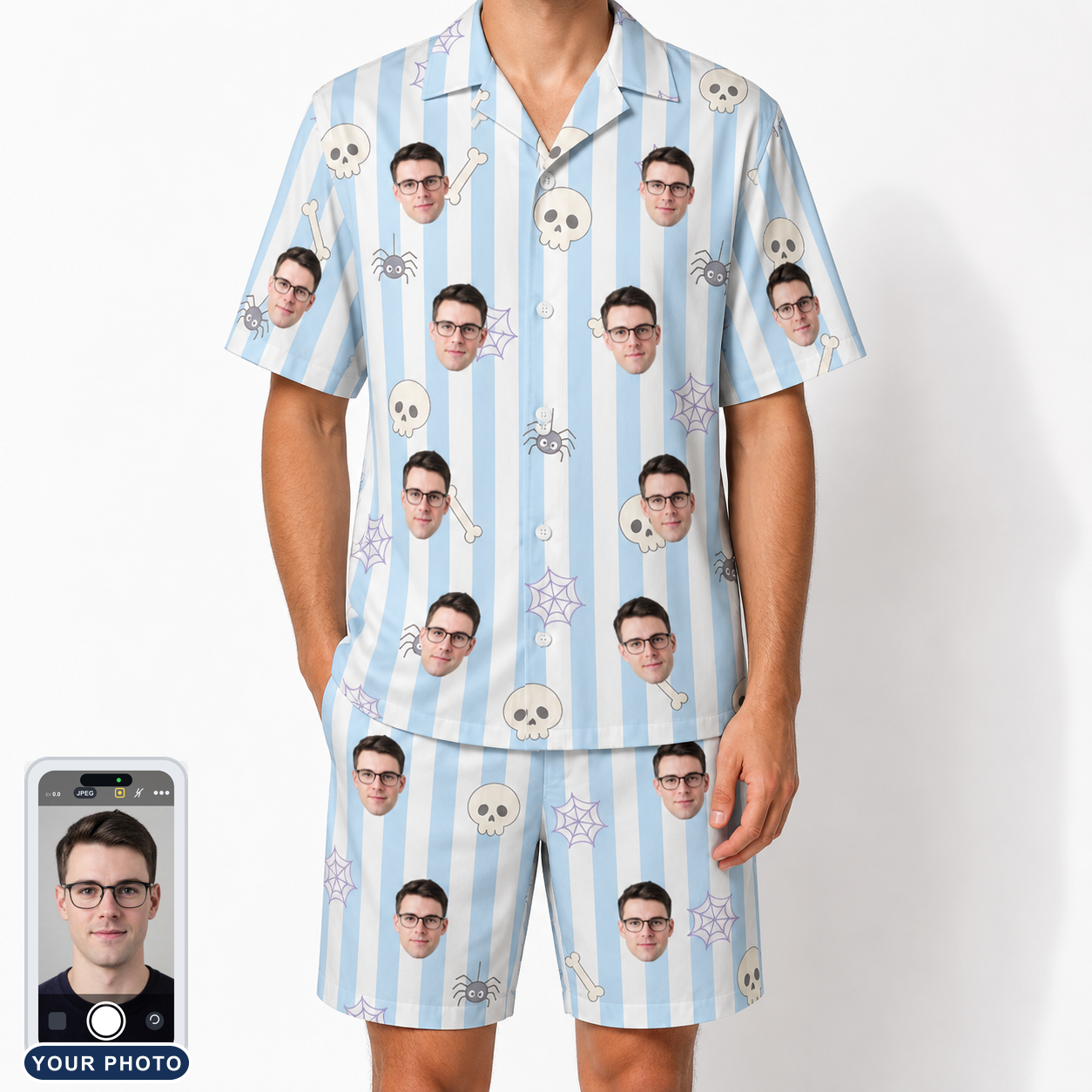 Men's Graveyard Giggles Custom Face Shirt & Shorts Set