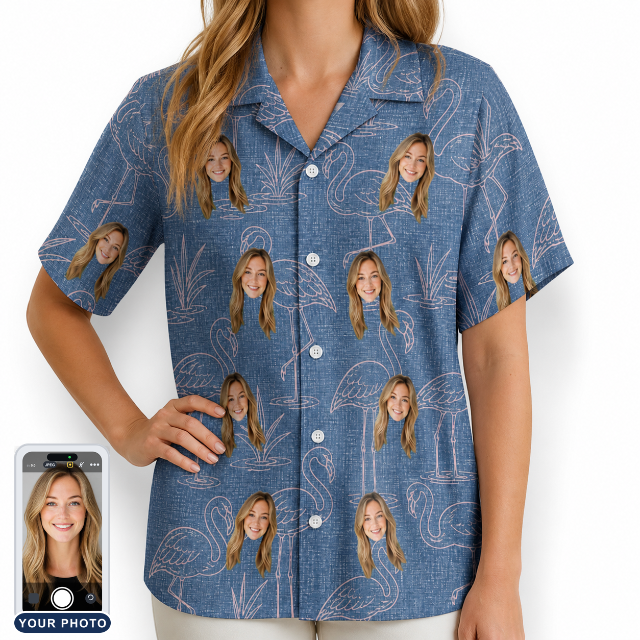 Women's Neck Appeal Custom Face Hawaiian Shirt