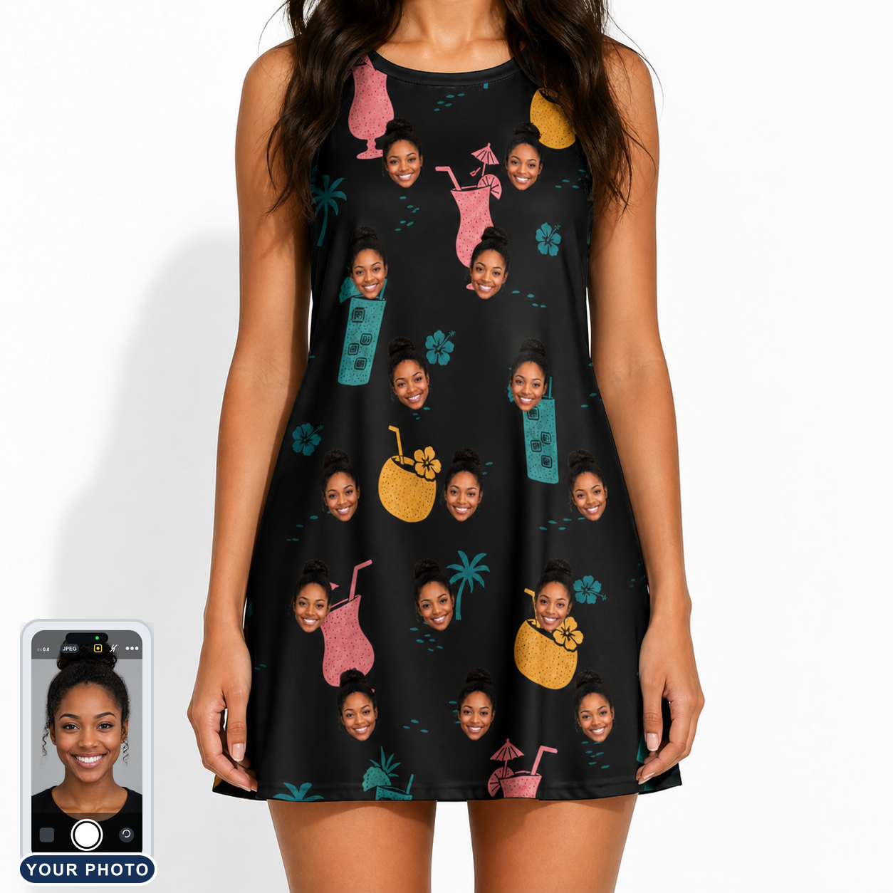 Women's Pour Decisions Custom Face Tank Dress
