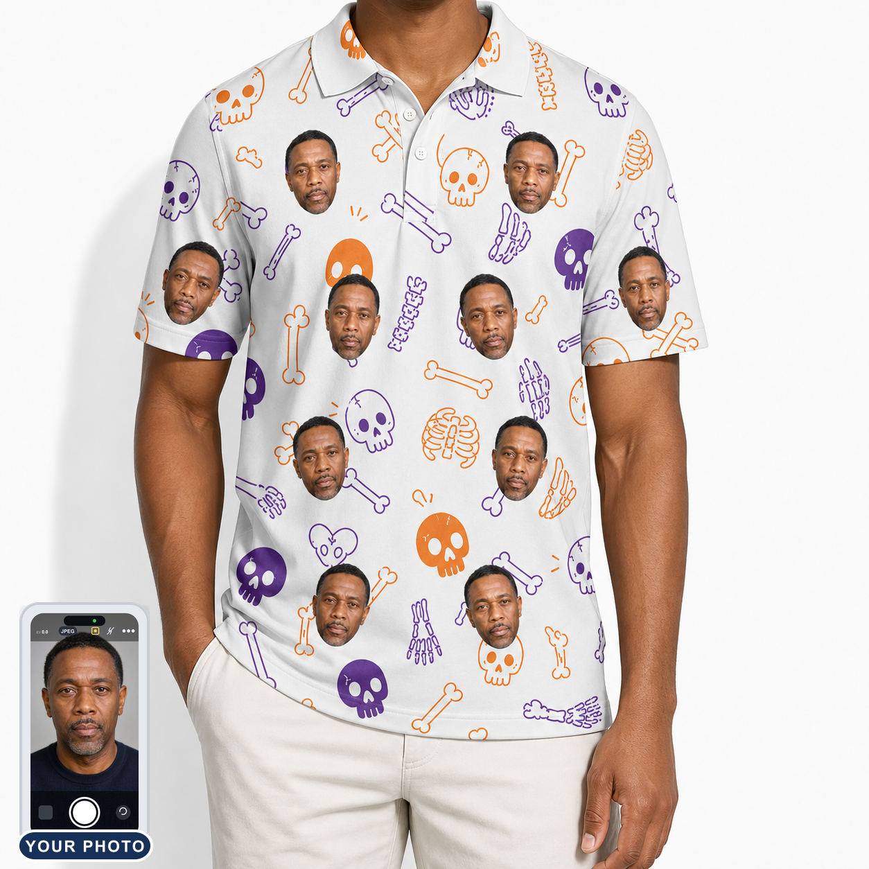 Men's Humerus Humor Custom Face Polo Shirt