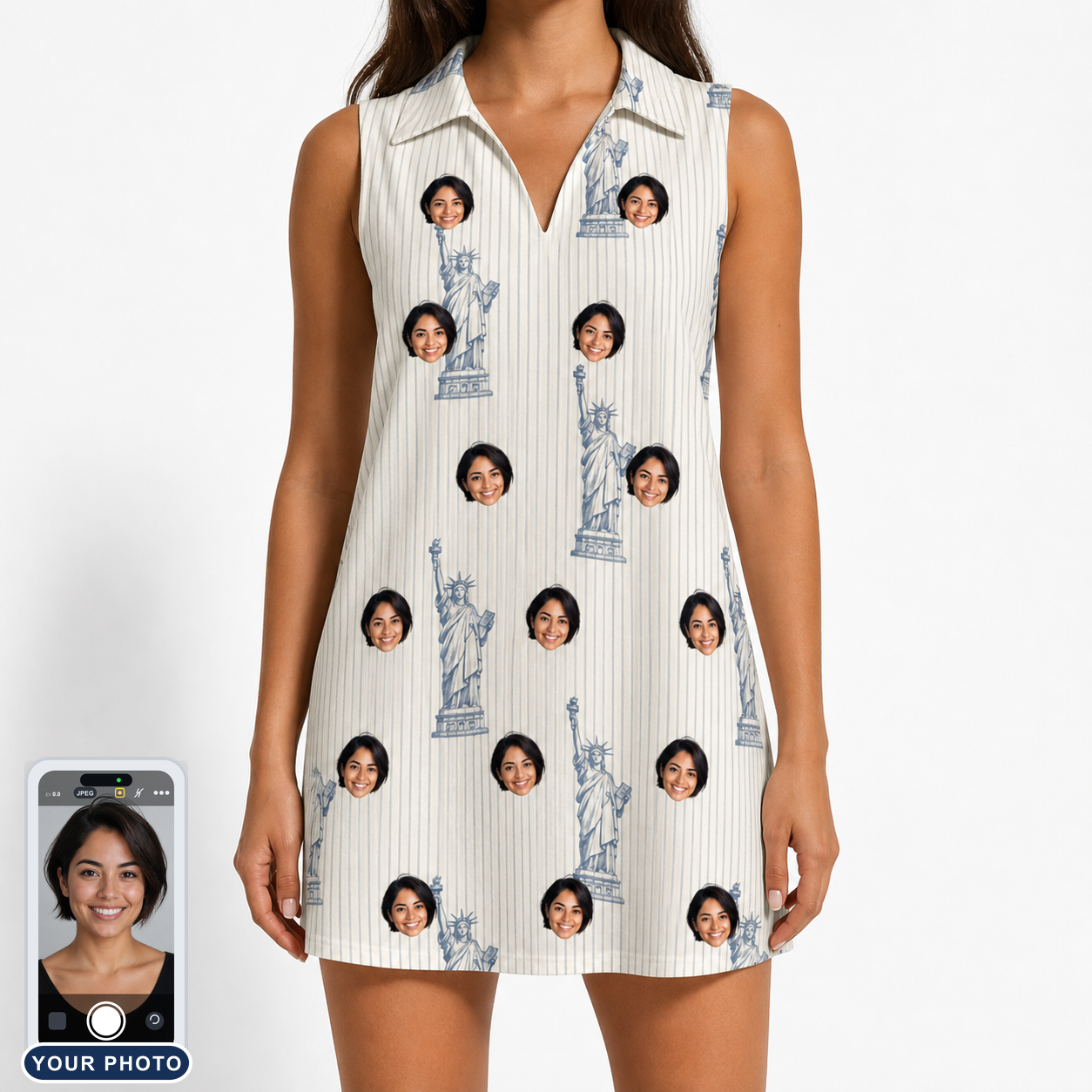Women's Harbor Halo Custom Face V-Neck Dress