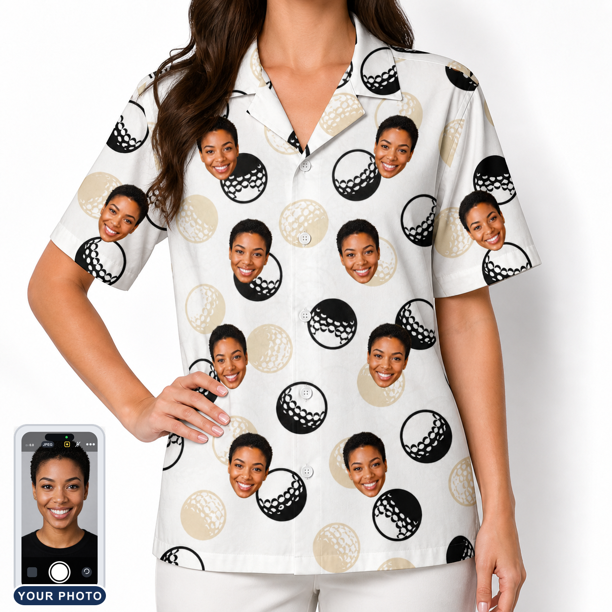 Women's Dimple Dash Custom Face Hawaiian Shirt