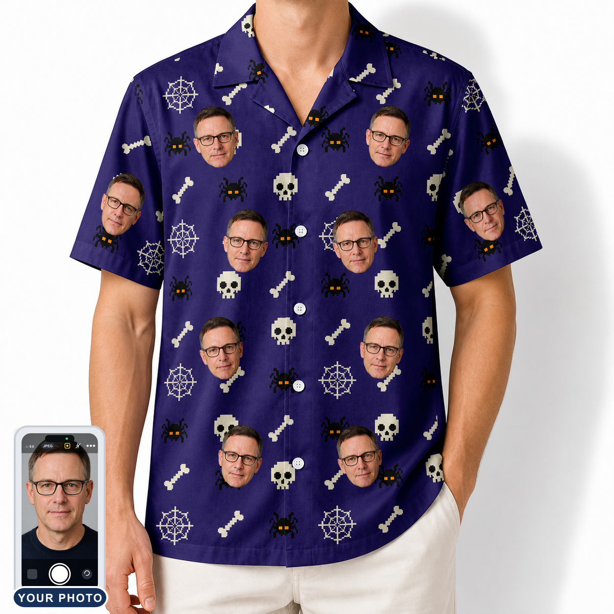 Men's Bone Appétit Custom Face Hawaiian Shirt