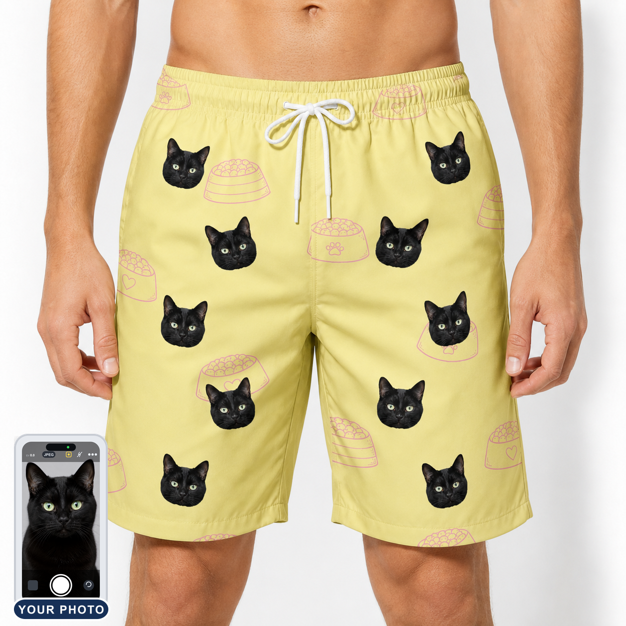 Men's Whisker Buffet Custom Cat Face Beach Shorts