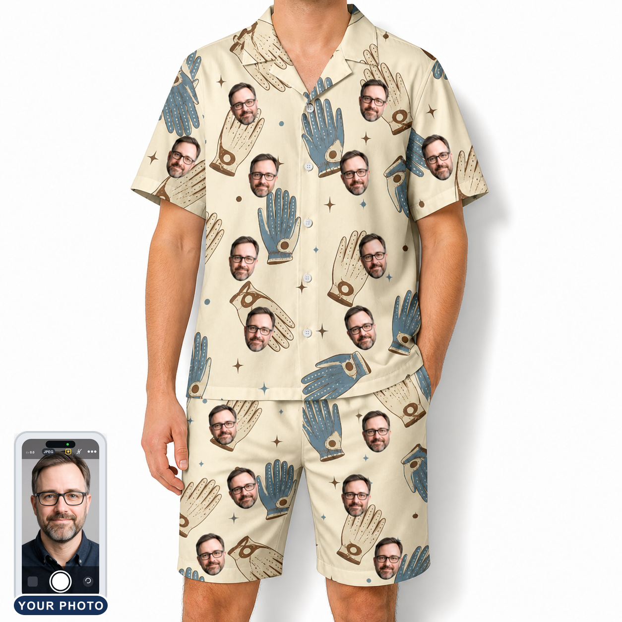 Men's Grip Happens Custom Face Shirt & Shorts Set