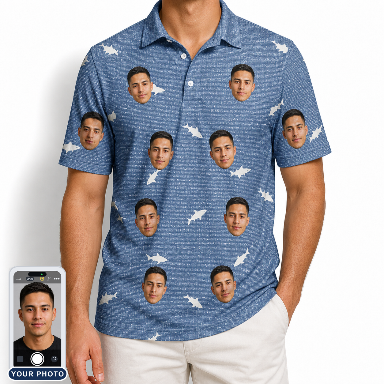 Men's Mako Minnows Custom Face Polo Shirt