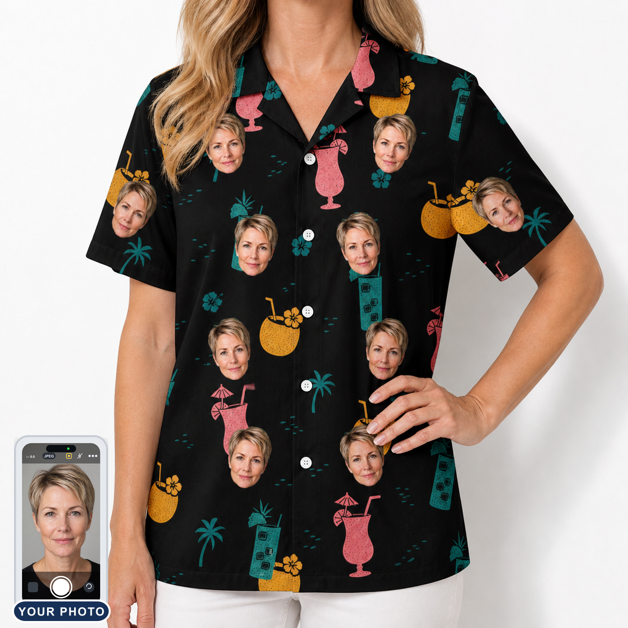 Women's Pour Decisions Custom Face Hawaiian Shirt
