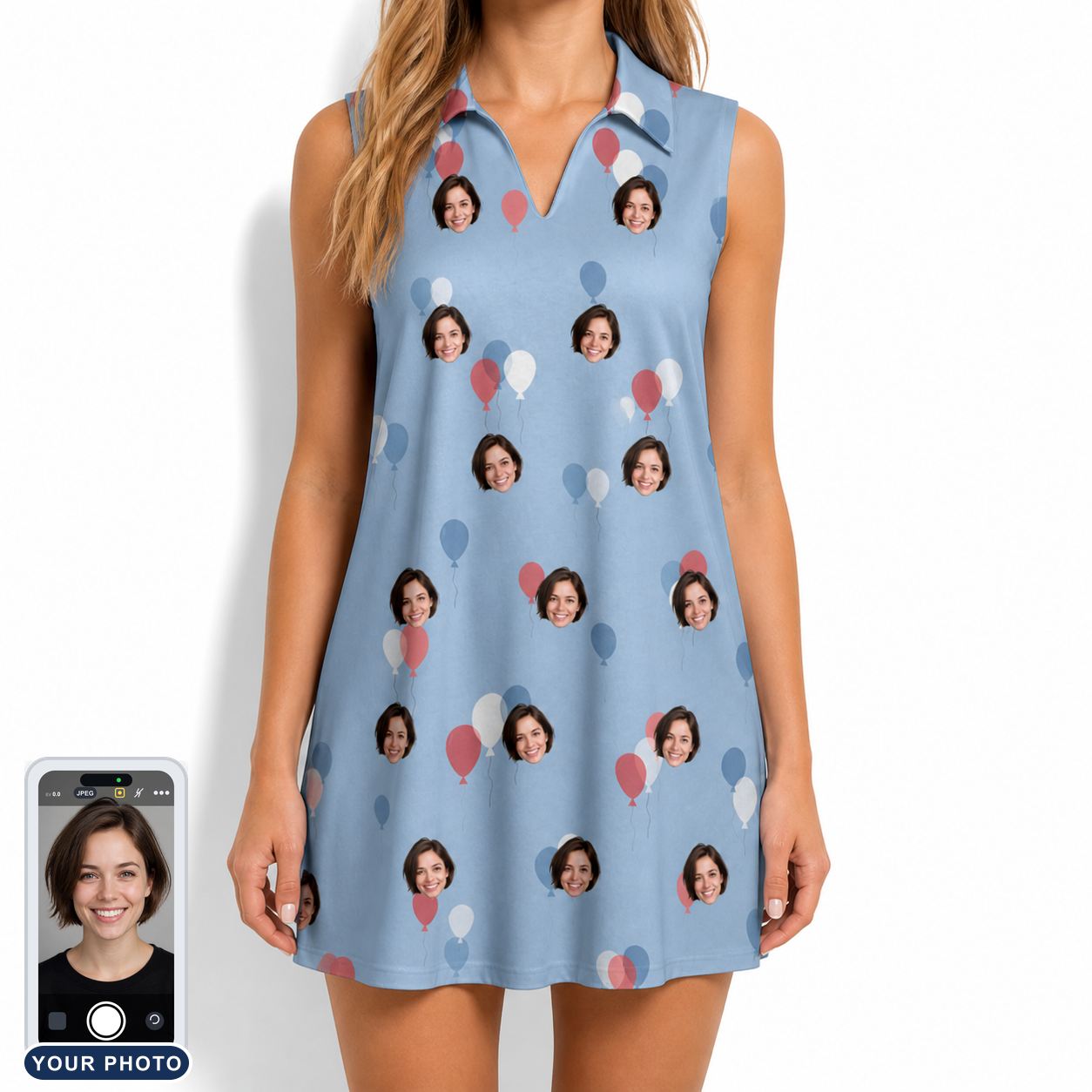 Women's Betsy Bounce Custom Face V-Neck Dress