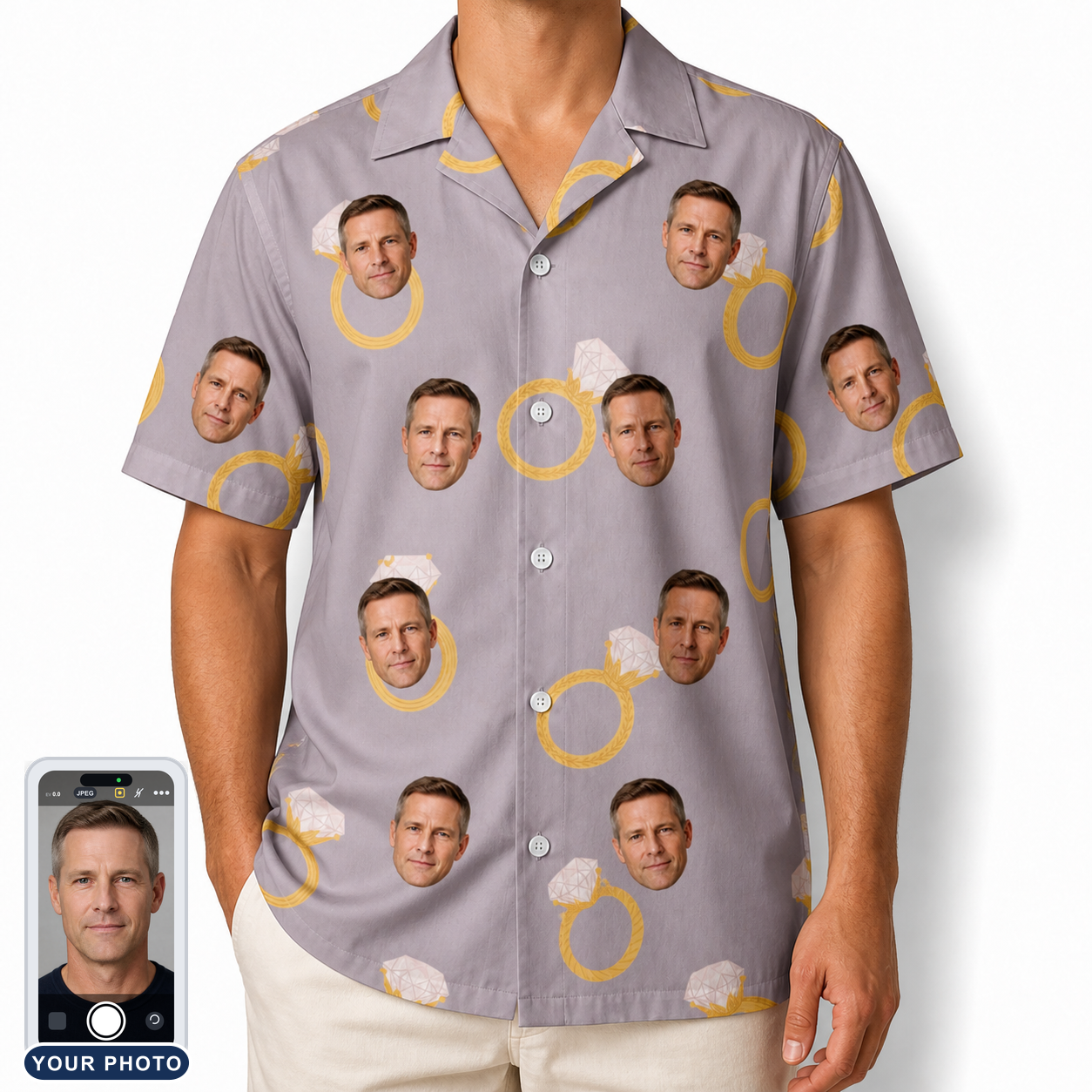 Men's Diamond Dares Custom Face Hawaiian Shirt