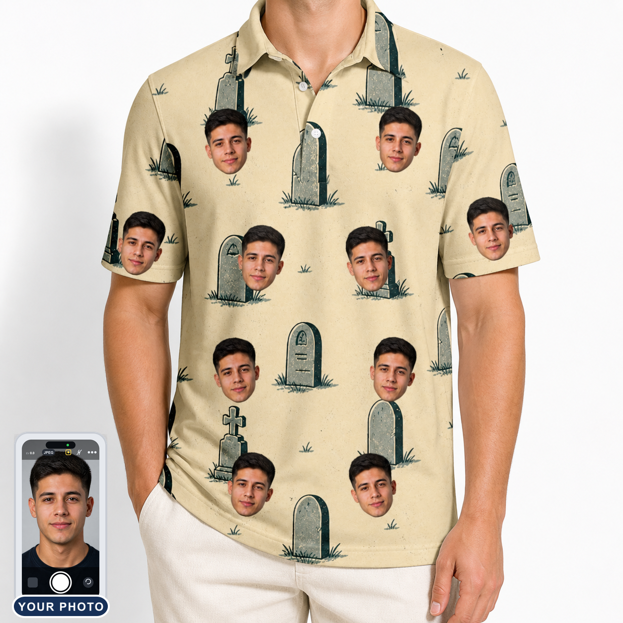 Men's Die Laughing Custom Face Polo Shirt
