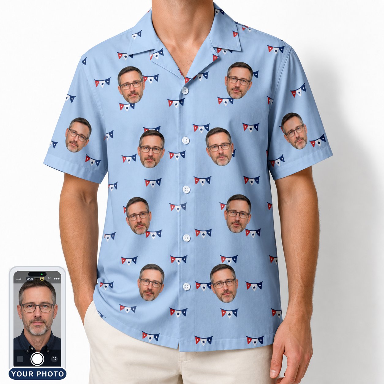 Men's Yankee Doodle Custom Face Hawaiian Shirt
