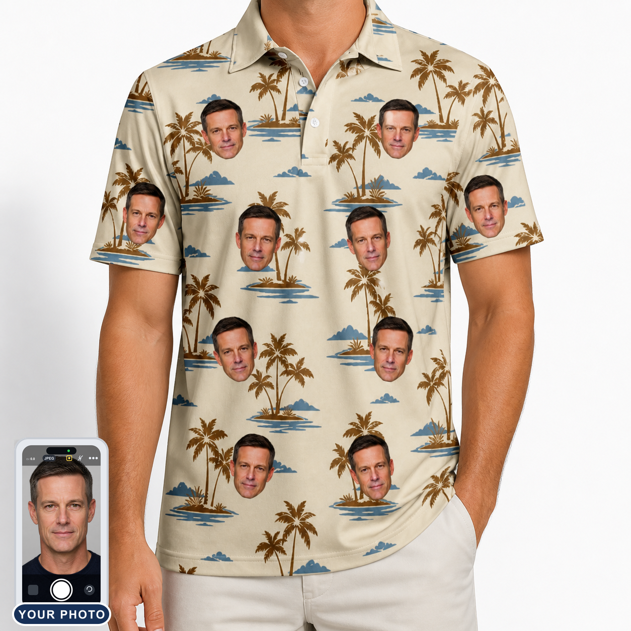 Men's Botanical Breeze Custom Face Polo Shirt