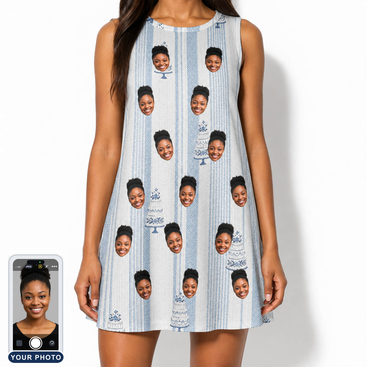 Women's Buttercream Boardwalk Custom Face Tank Dress