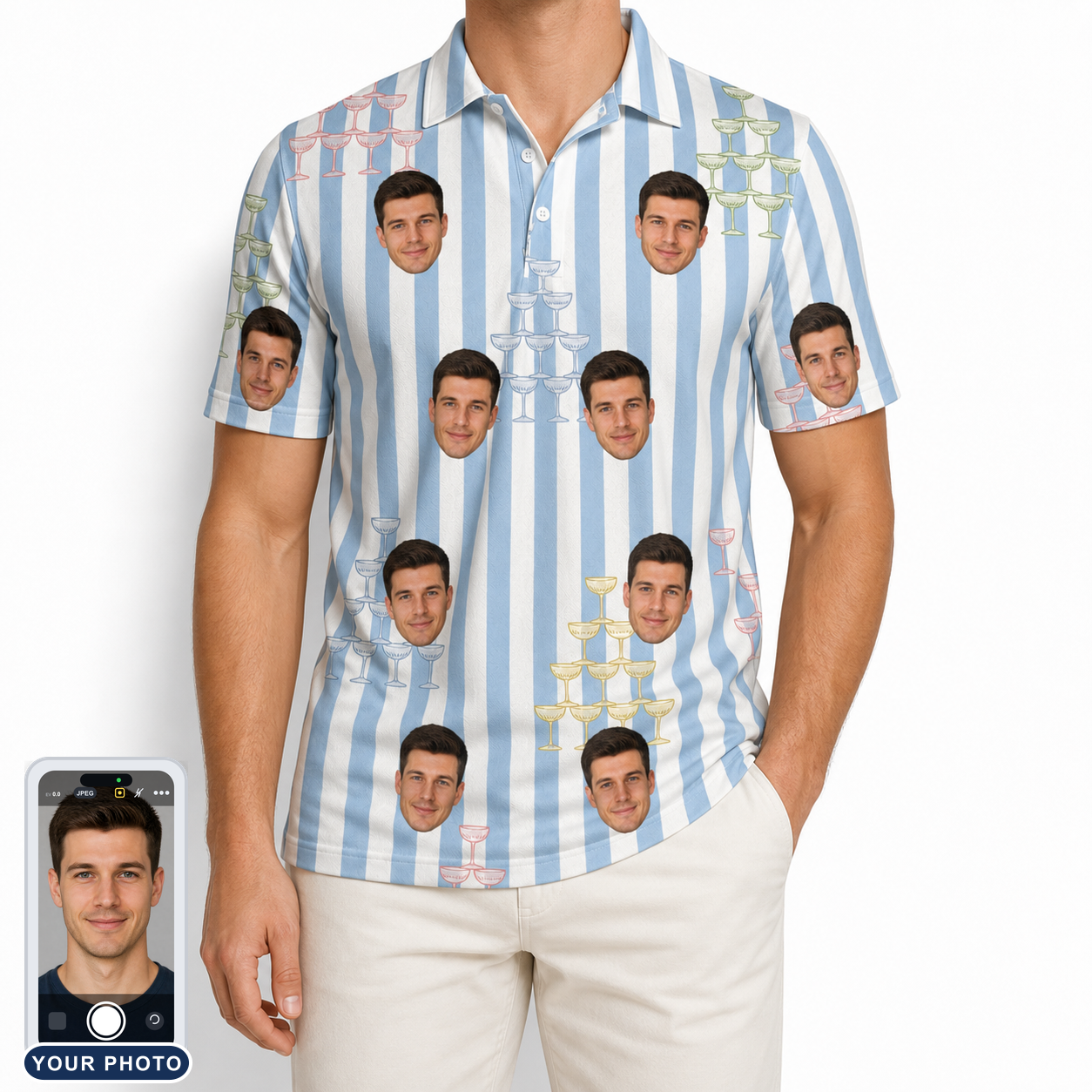 Men's Fizz Towers Custom Face Polo Shirt
